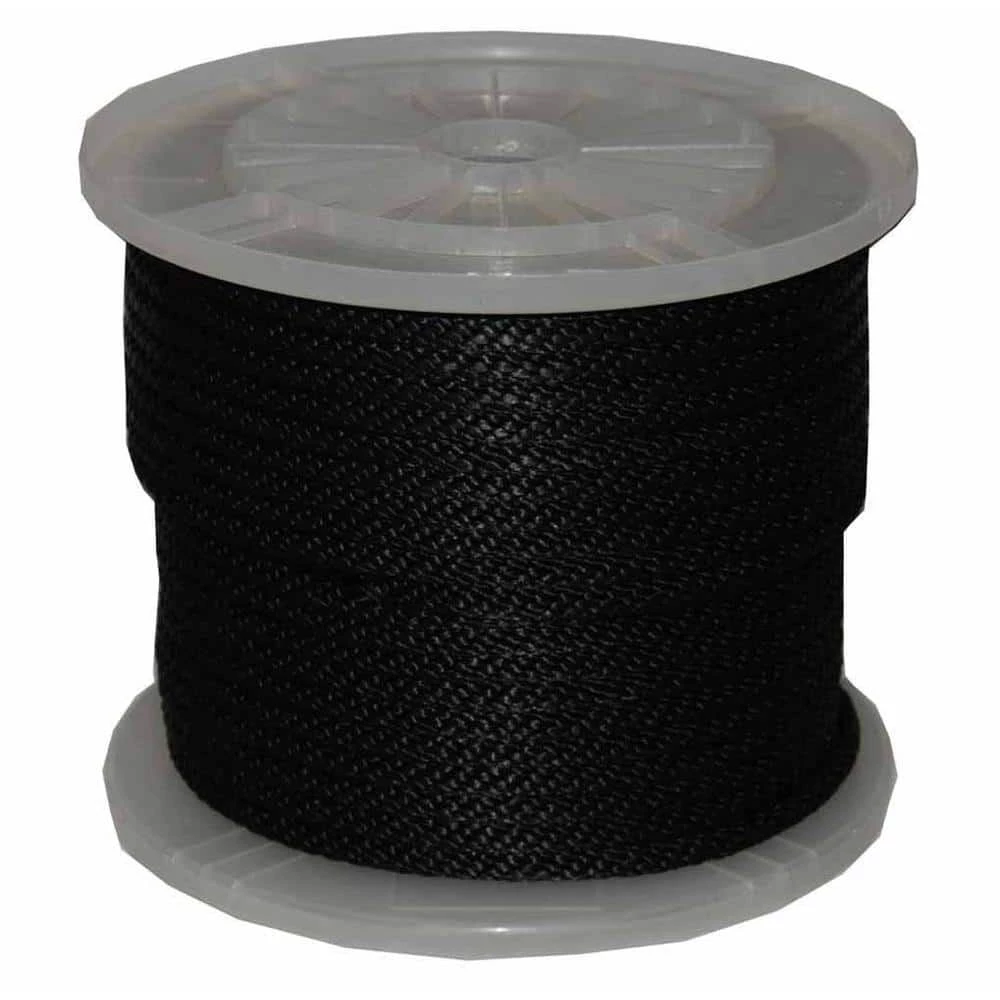 T.W. Evans Cordage 5/8 in. x 200 ft. Solid Braid Multi-Filament Polypropylene Derby Rope in Black