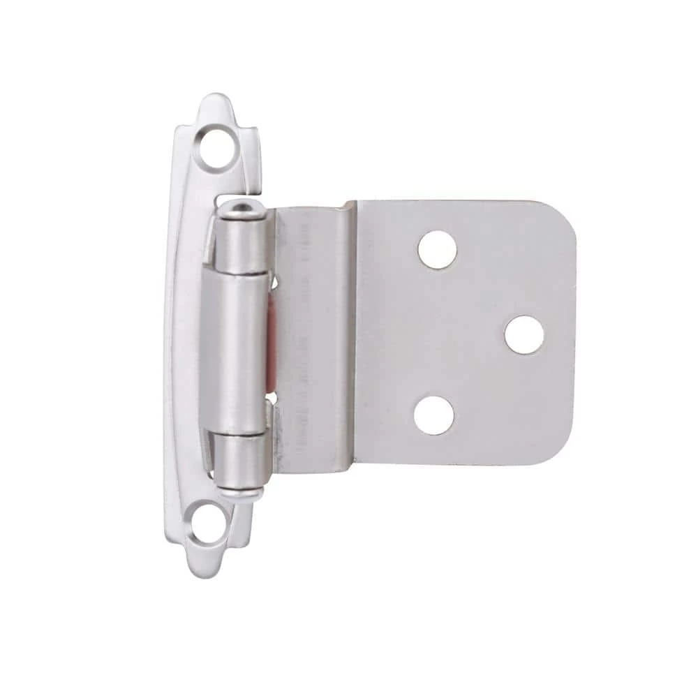 Liberty Satin Nickel Self-Closing 3/8 in. Inset Cabinet Hinge (1-Pair)