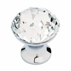 Liberty Solitaire 1-3/16 in. (30 mm) Polished Chrome and Clear Faceted Acrylic Round Cabinet Knob