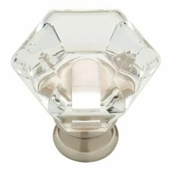 Liberty Modern Hexagon 1-3/4 in. (45 mm) Satin Nickel and Clear Acrylic Cabinet Knob