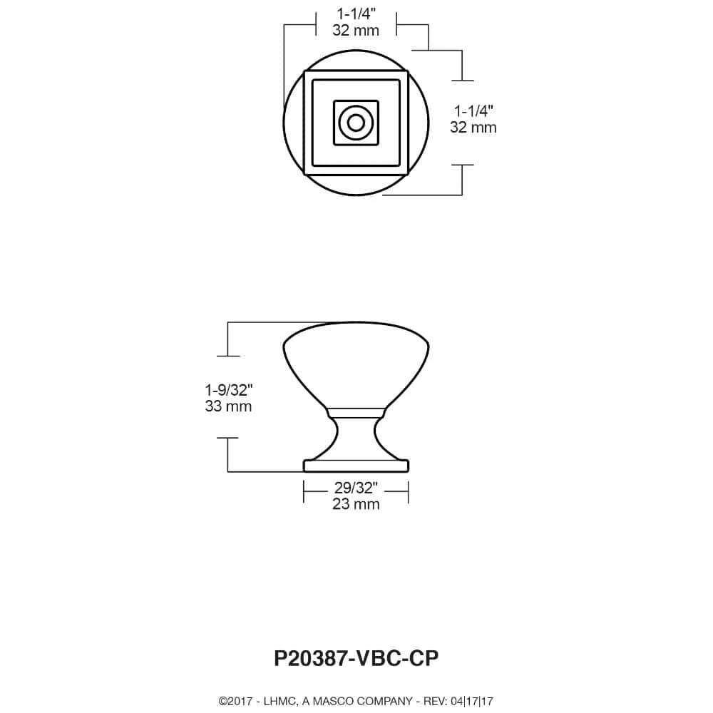 Liberty Southampton 1-1/4 in. (32mm) Bronze with Copper Highlights Square Base Round Cabinet Knob - Image 8