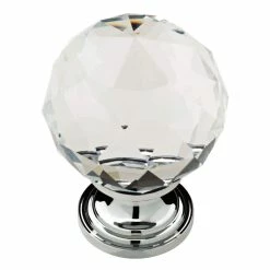 Liberty 1-3/16 in. (30mm) Chrome and Clear Faceted Glass Cabinet Knob