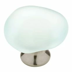 Liberty 1-1/2 in. (38mm) Satin Nickel and Natural Aqua Sea Glass Cabinet Knob