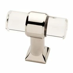 Liberty Acrylic Bar 1-9/16 in. (40 mm) Polished Nickel and Clear Cabinet Knob