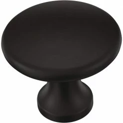 Liberty Essentials 1-1/8 in. (28mm) Matte Black Simple Round Cabinet Knob (24-Pack)