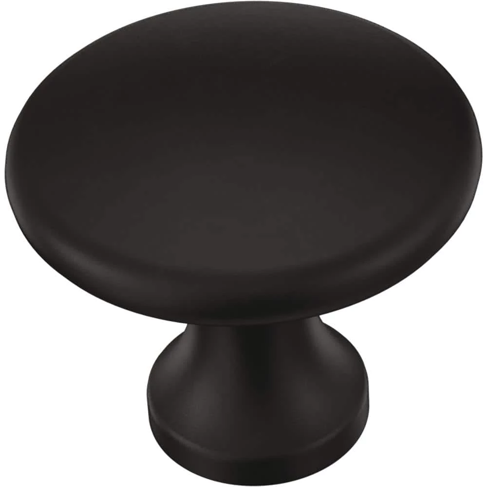 Liberty Essentials 1-1/8 in. (28mm) Matte Black Simple Round Cabinet Knob (24-Pack)
