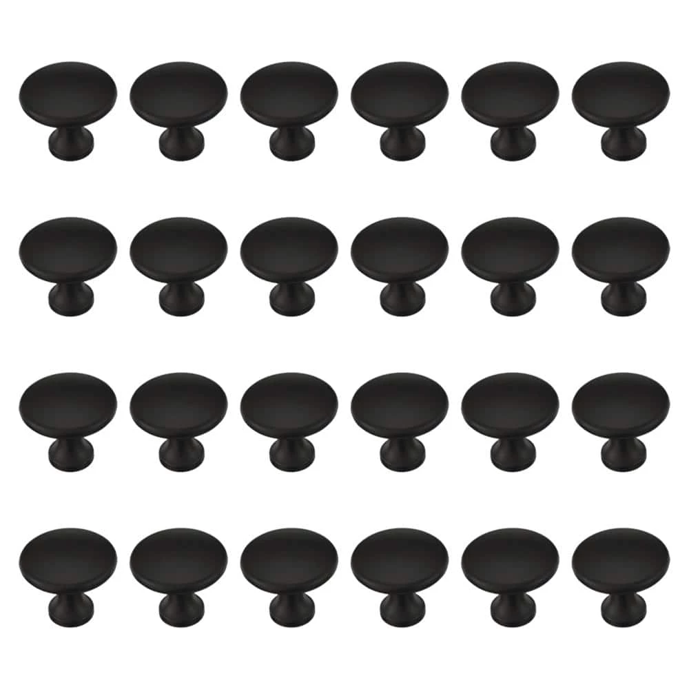 Liberty Essentials 1-1/8 in. (28mm) Matte Black Simple Round Cabinet Knob (24-Pack) - Image 4