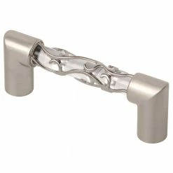 Liberty Crystal Lace 3 in. (76 mm) Center-to-Center Satin Nickel and Clear Glass Drawer Pull