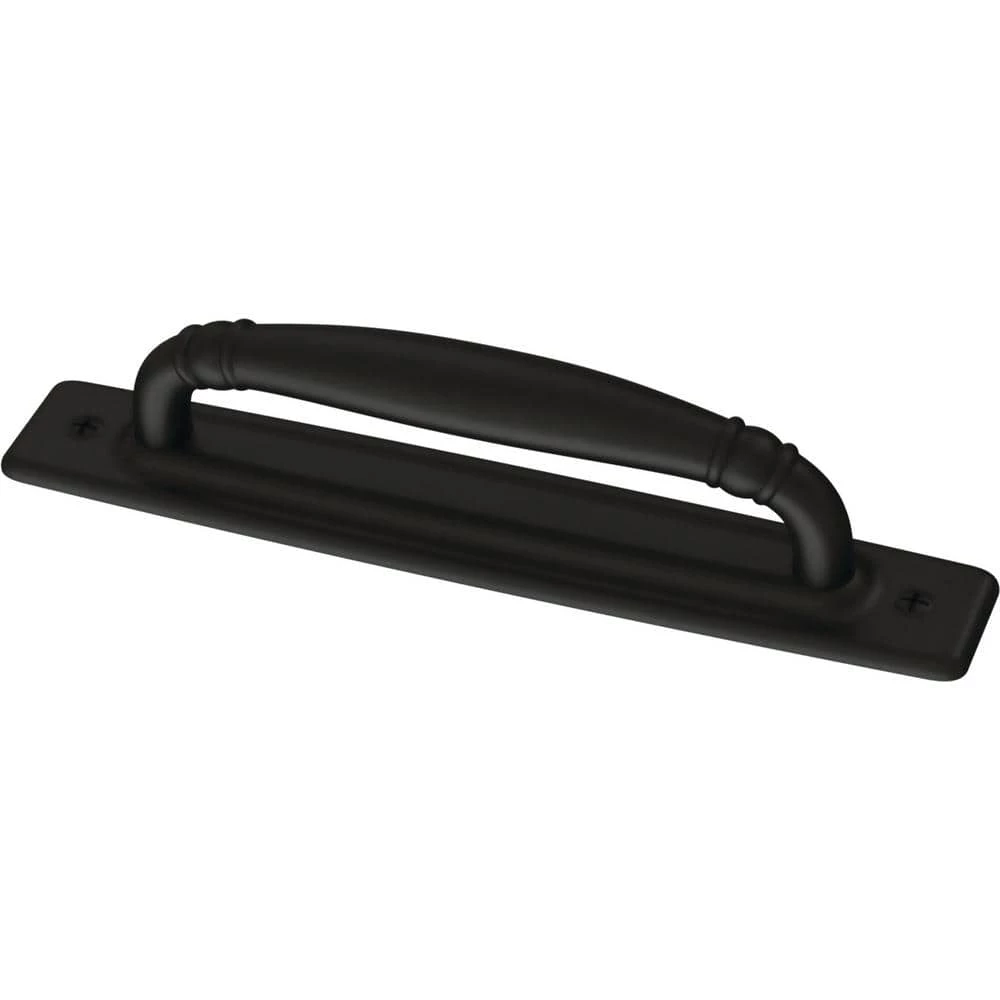 Liberty Iron Craft 4 in. (102 mm) Matte Black Drawer Pull with Backplate