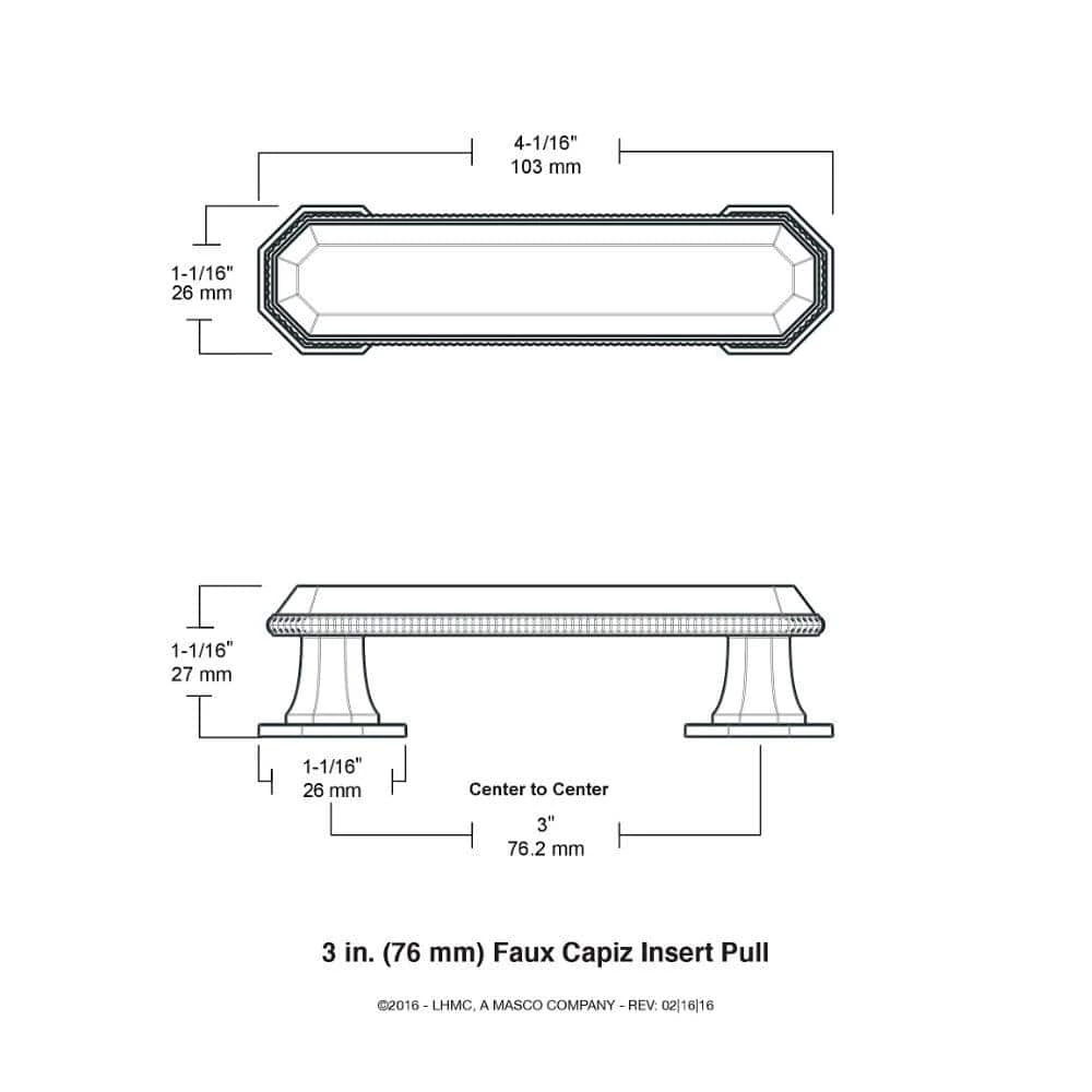 Liberty 3 in. (76 mm) Center-to-Center Satin Nickel with Faux Capiz Insert Bar Drawer Pull - Image 2