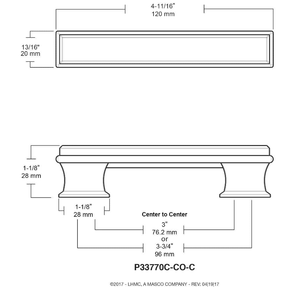 Liberty Luxe Square 3 or 3-3/4 in. (76 or 96 mm) Center-to-Center Cocoa Bronze and Satin Nickel Dual Mount Drawer Pull - Image 4