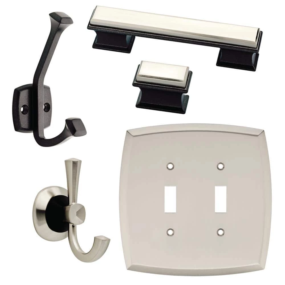 Liberty Luxe Square 3 or 3-3/4 in. (76 or 96 mm) Center-to-Center Cocoa Bronze and Satin Nickel Dual Mount Drawer Pull - Image 3