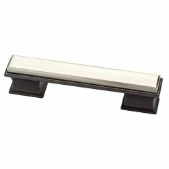 Liberty Luxe Square 3 or 3-3/4 in. (76 or 96 mm) Center-to-Center Cocoa Bronze and Satin Nickel Dual Mount Drawer Pull