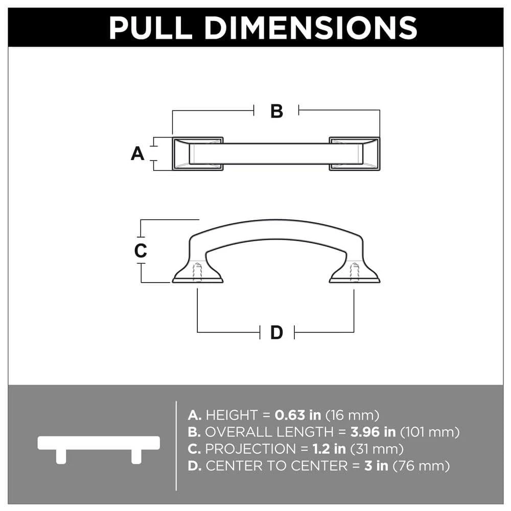 Liberty Classic Edge 3 in. (76 mm) Matte Black Cabinet Drawer Pull (4-Pack) - Image 7