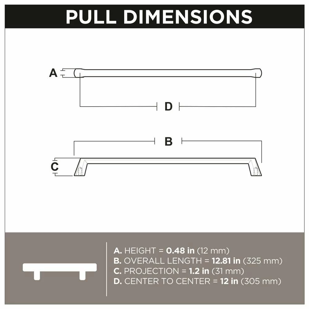 Liberty Soft Modern 12 in. (305 mm) Center-to-Center Matte Black Appliance Pull - Image 7