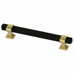Liberty Wrapped Square 5-1/16 in. (128mm) Center-to-Center Brushed Brass and Matte Black Drawer Pull
