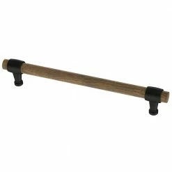 Liberty Modern 6-5/16 in. (160mm) Center-to-Center Matte Black with Rustic Pine Wood Drawer Pull