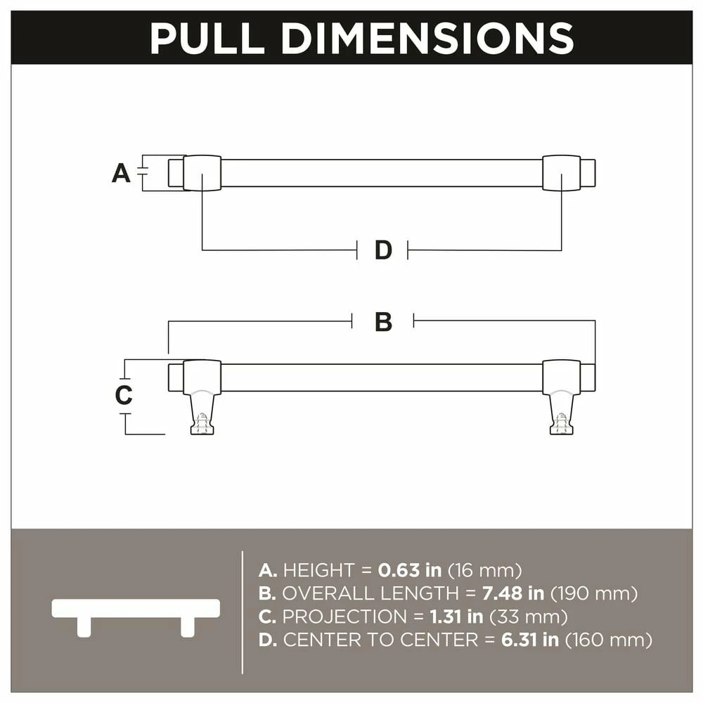 Liberty Modern 6-5/16 in. (160mm) Center-to-Center Matte Black with Rustic Pine Wood Drawer Pull - Image 5