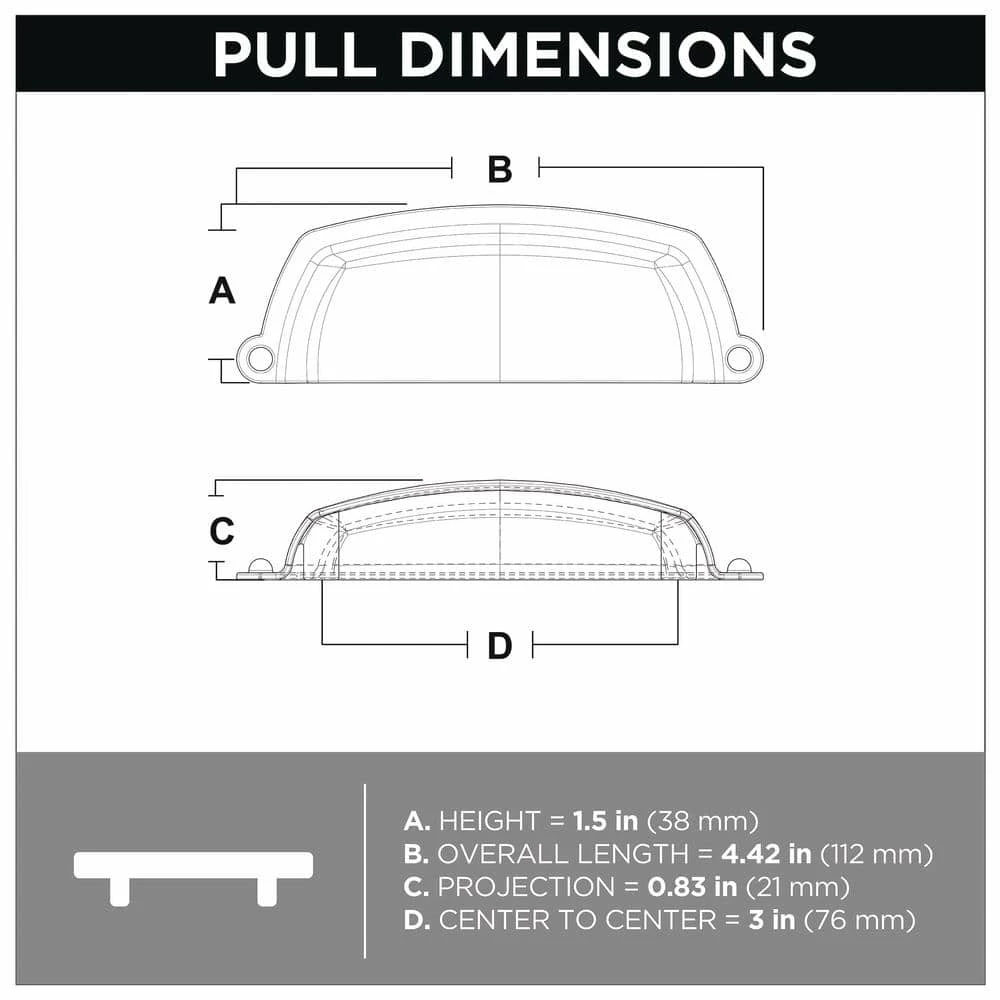 Liberty Craftsman 3 in. (76 mm) Matte Black Cabinet Drawer Cup Pull - Image 5