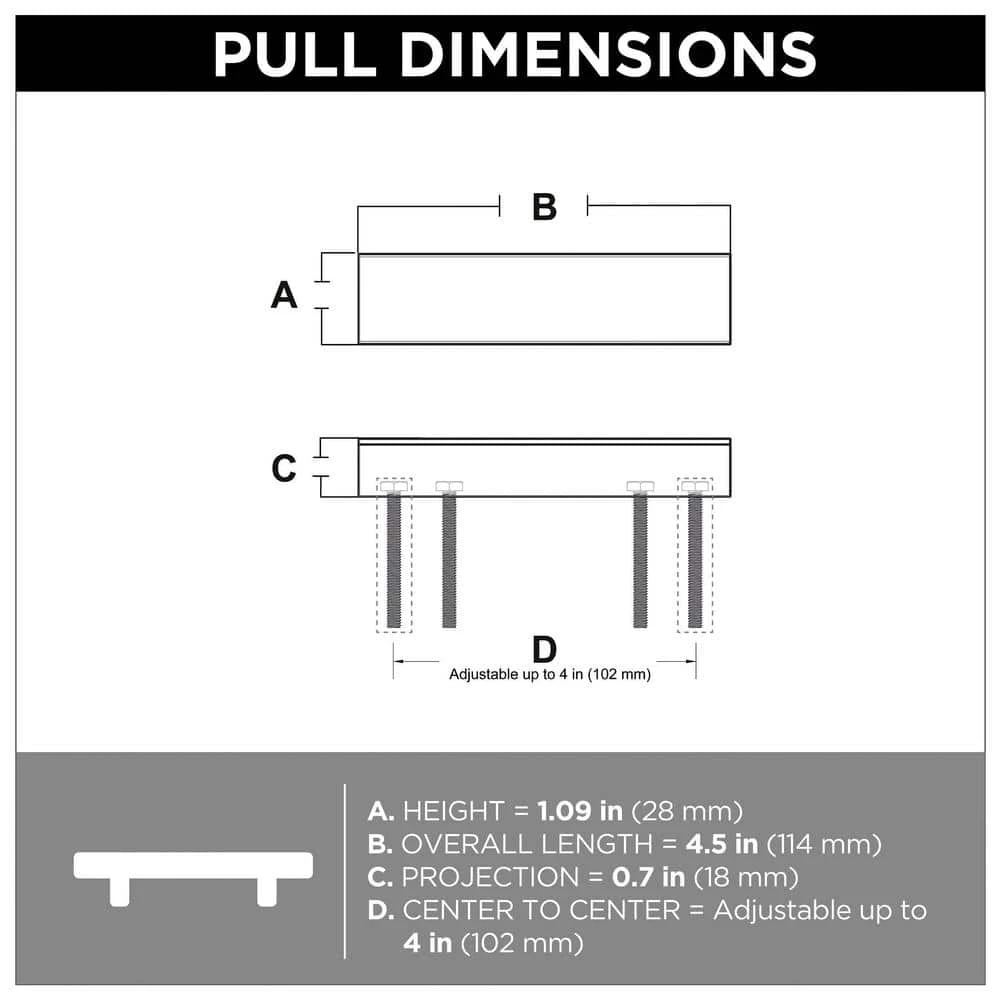 Liberty Inclination 1 in. to 4 in. (25 mm to 102 mm) Matte Black Adjustable Drawer Pull - Image 7