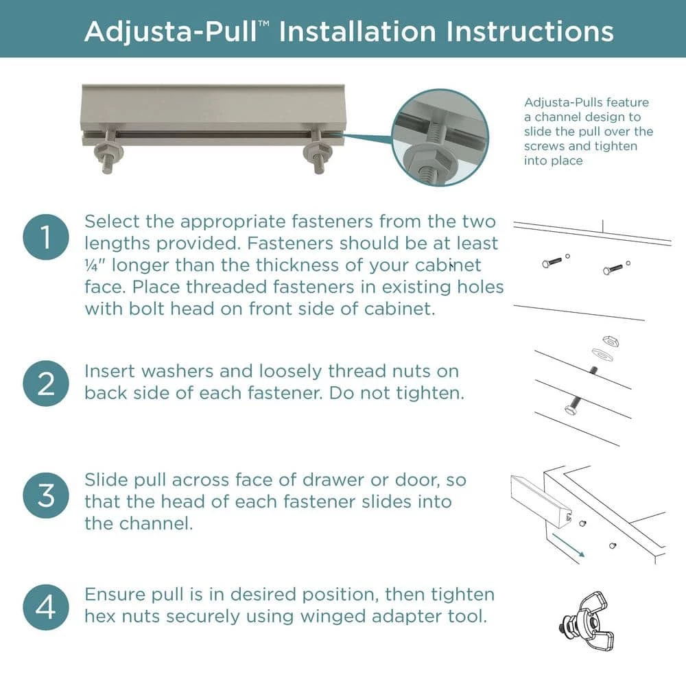 Liberty Inclination 1 in. to 4 in. (25 mm to 102 mm) Satin Nickel Adjustable Drawer Pull - Image 12