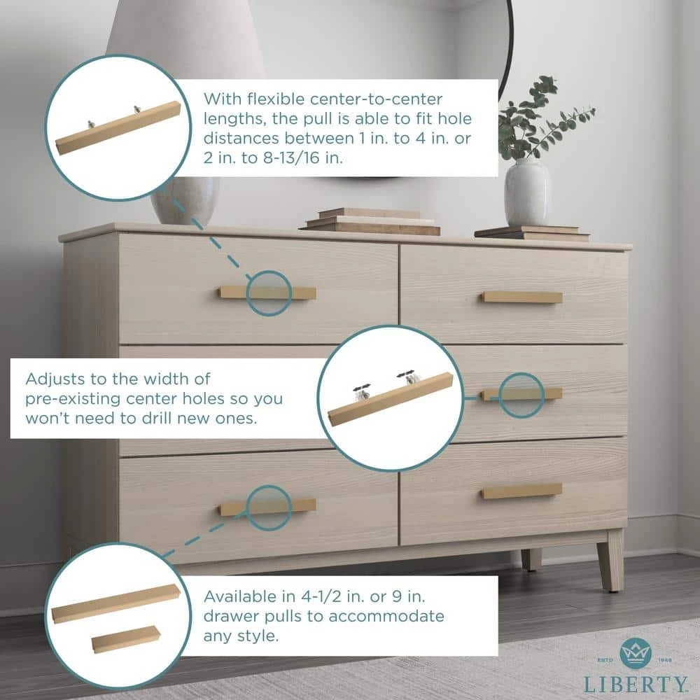 Liberty Inclination 2 in. to 8-13/16 in. (51 mm to 224 mm) Satin Nickel Adjustable Drawer Pull - Image 3