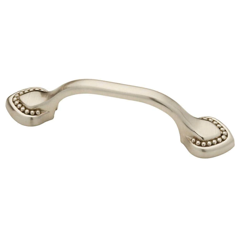 Liberty Double Beaded 3 in. (76mm) Center-to-Center Satin Nickel Drawer Pull