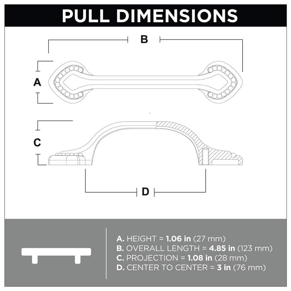 Liberty Double Beaded 3 in. (76mm) Center-to-Center Satin Nickel Drawer Pull - Image 5
