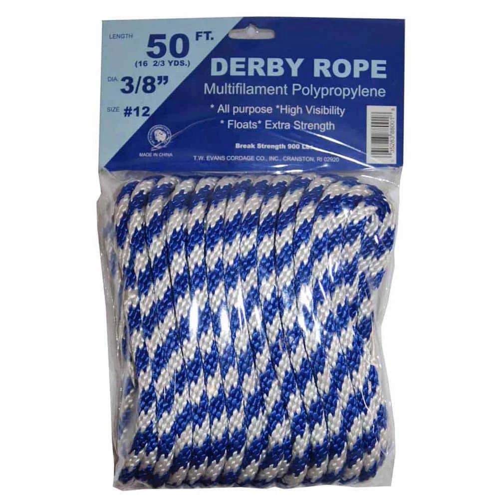T.W. Evans Cordage 3/8 in. x 50 ft. Blue And White Derby Rope