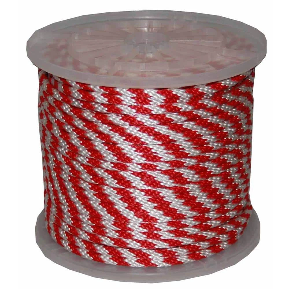 T.W. Evans Cordage 5/8 in. x 200 ft. Solid Braid Multi-Filament Polypropylene Derby Rope in Red and White