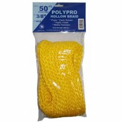 T.W. Evans Cordage #12 - 3/8 in. x 50 ft. Yellow Hollow Braid Polypro Rope